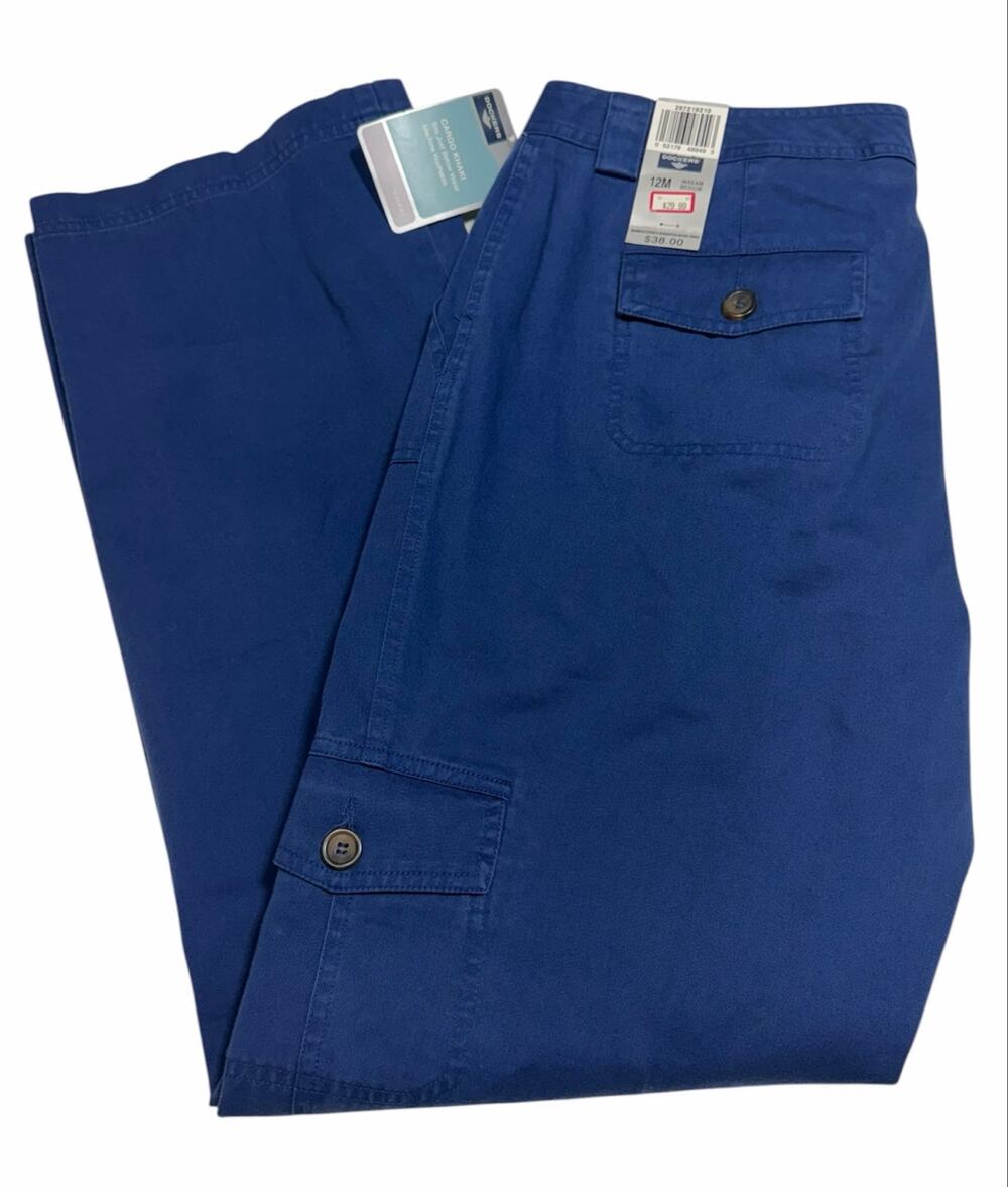 NWT Dockers Women’s Cargo Khaki Pants Size 12 Medium Blue Straight Leg